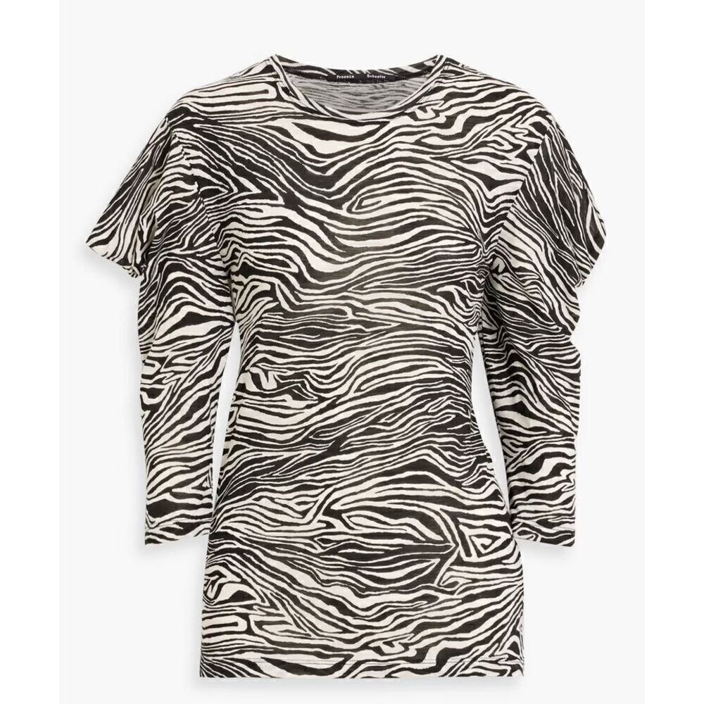 PROENZA SCHOULER Zebra-print slub cotton-jersey top NWT Size XS